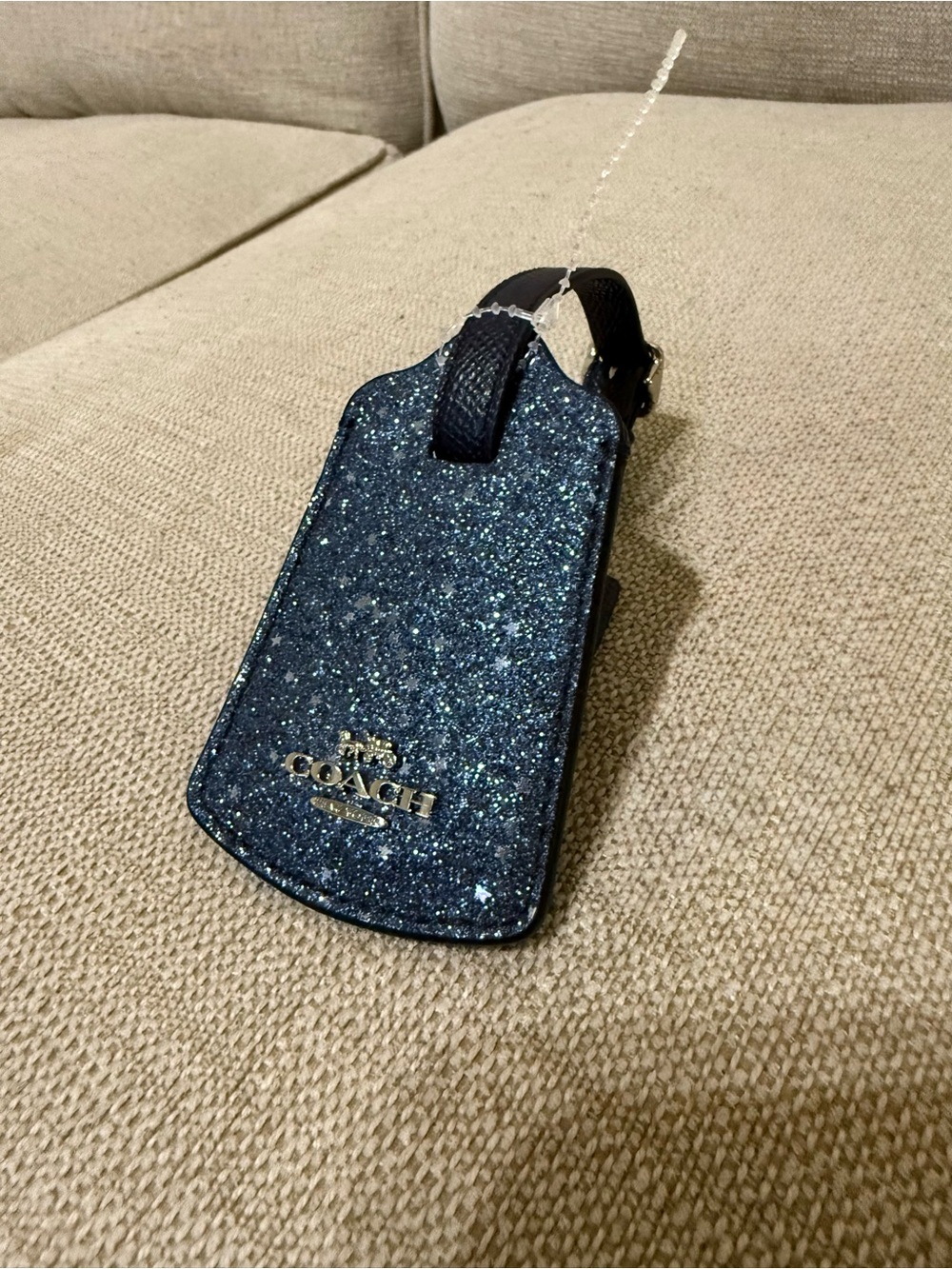 Coach Glitter Luggage Tag in Navy Blue
